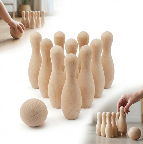 Holzkegel aus buchenholz mit - buchenholz,